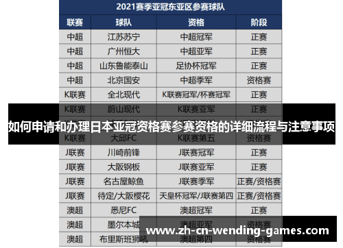 如何申请和办理日本亚冠资格赛参赛资格的详细流程与注意事项